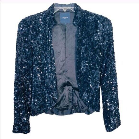 GRYPHON Embellished Open Front Jacket Dark Blue Size XS - Picture 2 of 8